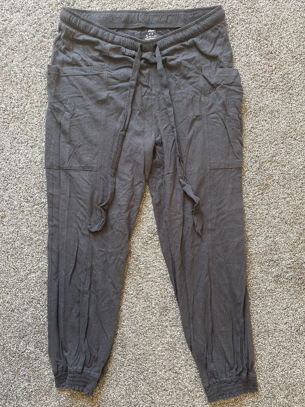 Aerie Dark Grey Textured Drawstring Jogger Pants